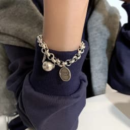 Vintage Thick Chain Bracelets for Women Fashion Pearl Heart Charm Strand Bracelet Punk Aesthetic Jewelry Party Gift