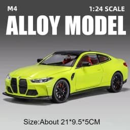 1:24 M3 GTR M4 Alloy Miniature Model Toy Diecast Cars Front Wheel Steering Doors Opened Sound Light Collect Models for Boy Gifts