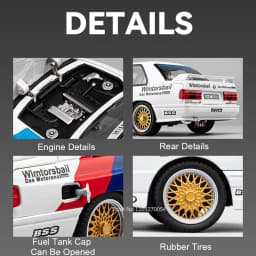 1:24 M3 GTR M4 Alloy Miniature Model Toy Diecast Cars Front Wheel Steering Doors Opened Sound Light Collect Models for Boy Gifts