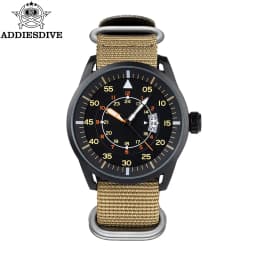 ADDIESDIVE 44mm Men's Fashion Quartz Watch 50m Waterproof Luminous Watch Large Dial High Quality Nylon Strap Men's Analog Watch