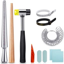 11 Pieces Of US UK Ring Mandrel Sets Size 1-13 With Half Ring Size Measuring Instrument Jewelry Repair Measuring Tools Kit
