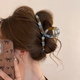 1PC Retro, Literary Style, Color Blocking, Grab Clip, Female, Large, New, Shark Clip, Premium, Back of Head, Hair Clip, Acc