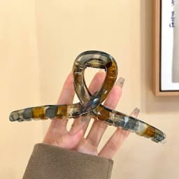 1PC Retro, Literary Style, Color Blocking, Grab Clip, Female, Large, New, Shark Clip, Premium, Back of Head, Hair Clip, Acc