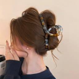 1PC Retro, Literary Style, Color Blocking, Grab Clip, Female, Large, New, Shark Clip, Premium, Back of Head, Hair Clip, Acc