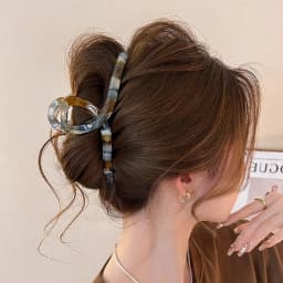 1PC Retro, Literary Style, Color Blocking, Grab Clip, Female, Large, New, Shark Clip, Premium, Back of Head, Hair Clip, Acc