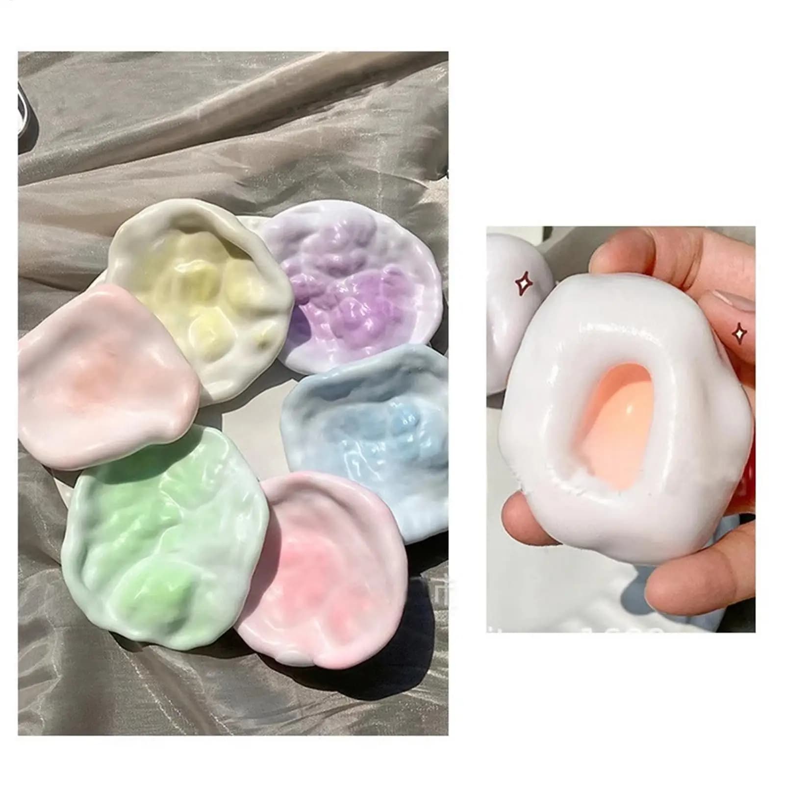 4cm Mochi Ball Slow-Rebound Toy, Portable Moltable Ball Squeeze Toy, Realistic Mochi-like Textured Toy for Stress Relief
