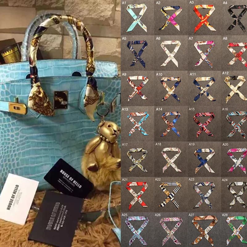 New Silk Small Women Fashion Scarf Hair Bags Handle Decoration Tie Multifunction Hand Ribbon Scarf 4*100cm M30