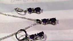 Hot Fashion Silver CZ Jewelry Sets 925 Silver  Cute Cat Shaped Necklace Hoop Earring Set For Women/girls Gifts