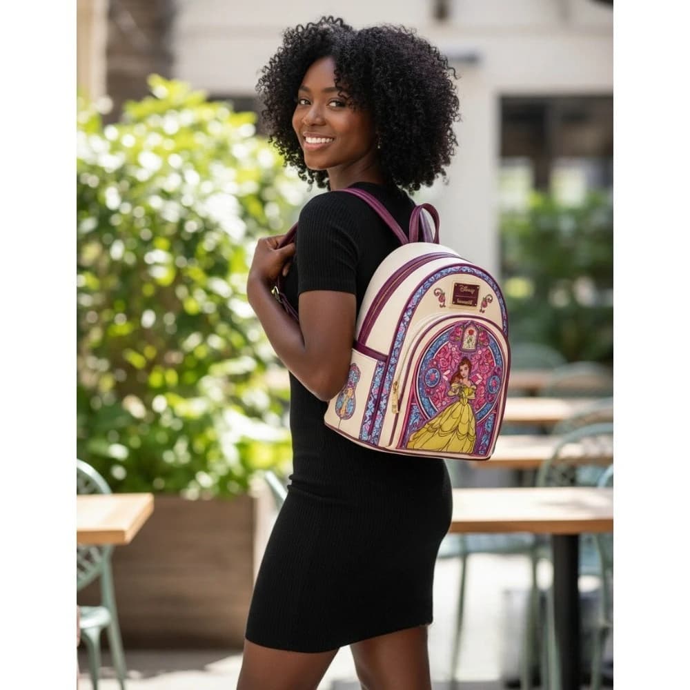 Beauty and The Beast Belle Stained Glass Portrait Mini Backpack