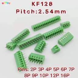 5/10Pcs KF128 2.54mm Pitch PCB Terminal Block Connector 150V 6A 2/3/4/5/6/7/8/9/10/12/14/16Pin Screw Terminal For 26-18AWG Cable
