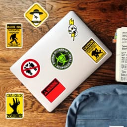 Fun Creative Warning Stickers DIY Toys Waterproof Vinyl Decal for Scrapbook Junk Journals Laptop Phone Bottles Luggage Decor