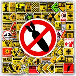 Fun Creative Warning Stickers DIY Toys Waterproof Vinyl Decal for Scrapbook Junk Journals Laptop Phone Bottles Luggage Decor