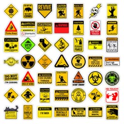 Fun Creative Warning Stickers DIY Toys Waterproof Vinyl Decal for Scrapbook Junk Journals Laptop Phone Bottles Luggage Decor