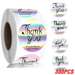 100-500pcs Rainbow Laser Thank You Stickers 1inch Small Business Stickers  Adhesive Labels for Boutiques Wrapping Supplies