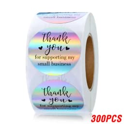 100-500pcs Rainbow Laser Thank You Stickers 1inch Small Business Stickers  Adhesive Labels for Boutiques Wrapping Supplies