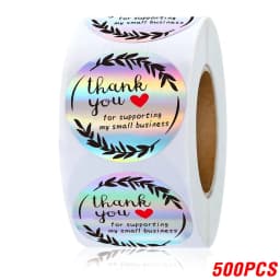 100-500pcs Rainbow Laser Thank You Stickers 1inch Small Business Stickers  Adhesive Labels for Boutiques Wrapping Supplies