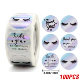 100-500pcs Rainbow Laser Thank You Stickers 1inch Small Business Stickers  Adhesive Labels for Boutiques Wrapping Supplies