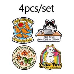 Funny Office Social Cats Enamel Pins Animals Dinosaur Butterfly Quotes Brooch Lapel Pin Badge Accessories Fashion Jewelry Gifts