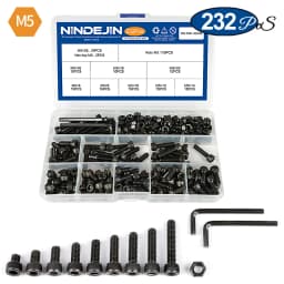 NINDEJIN hex hexagon socket head cap screw nut 12.9 grade carbon steel m2 m2.5 m3 m4 m5 m6 screw set bolt and nut assortment kit