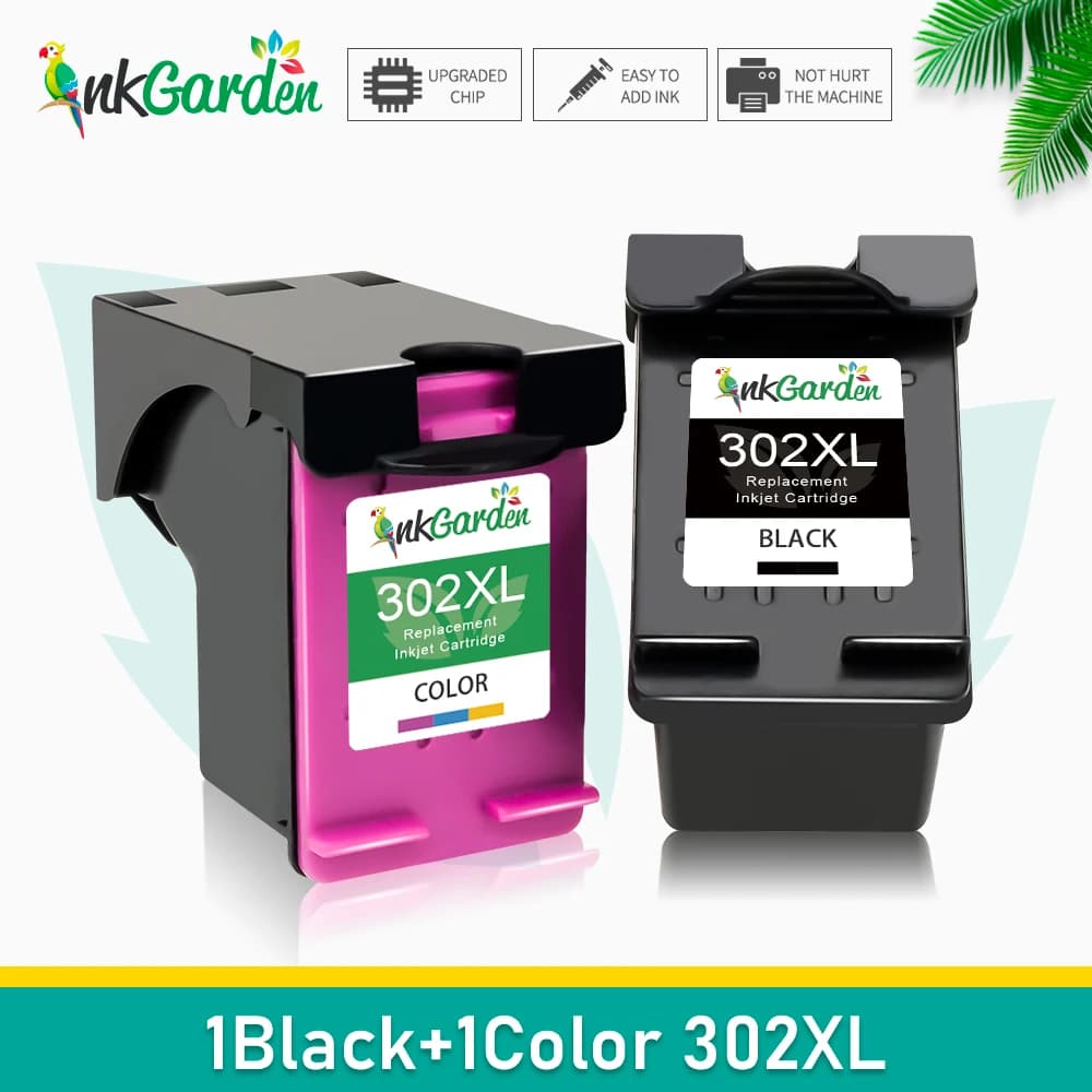 InkGarden 302 XL Ink Cartridge For HP 302XL HP302 Remanufactured Officejet 3830 3831 3832 3833 3834 4650 Envy 4510 4511 Printer