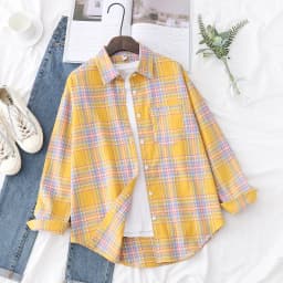 Brand Women's Flannel Plaid Shirts 2025 New Ladies Tops Exquisite Designer Style Loose Blouses Casual Cotton Long Sleeve Blouse