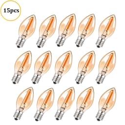 LED Night Light Bulbs C7 Chandelier E12 E14 Base Decorative Light Bulbs 0.5 Watts Party Small Candle Mini Bulb 2200K Amber Glass