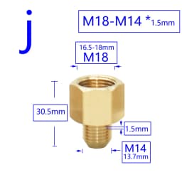 Brass Male Female 1/2" M14 M18 M22 3/8" Thread Connector Tooth Pitch 1.5mm Copper Water Tap Washing Machine Bathroom Coupler
