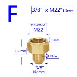 Brass Male Female 1/2" M14 M18 M22 3/8" Thread Connector Tooth Pitch 1.5mm Copper Water Tap Washing Machine Bathroom Coupler