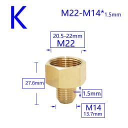 Brass Male Female 1/2" M14 M18 M22 3/8" Thread Connector Tooth Pitch 1.5mm Copper Water Tap Washing Machine Bathroom Coupler