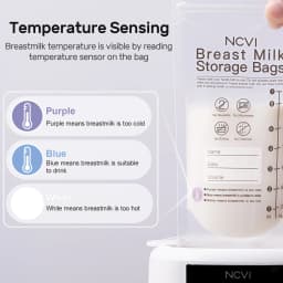 NCVI Breastmilk Storage Bags, 200ml Milk Freezer Bags for Breastfeeding,Preservation Bag, Temp-Sensing,Doubled-Sealed,BPA Free