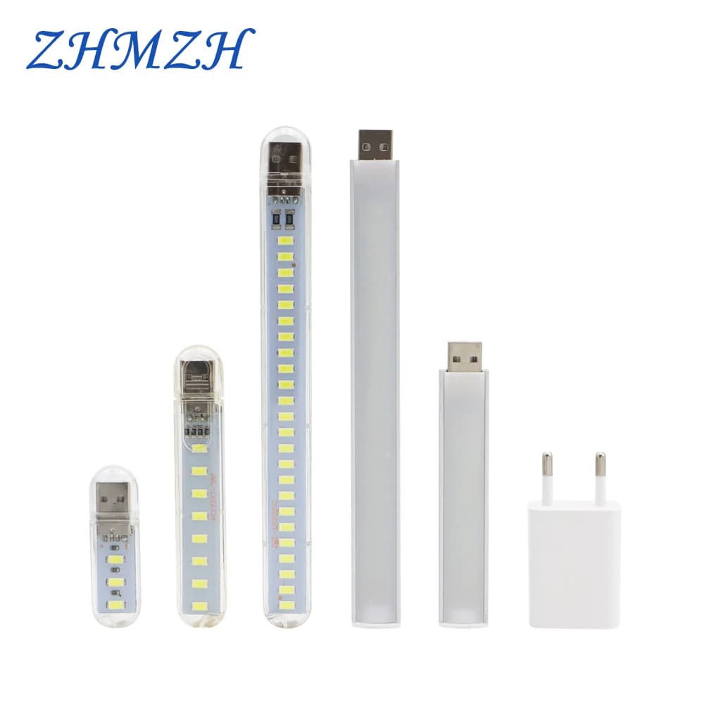 DC5V Mini USB LED Night Light 3LEDs 8LEDs 10LEDs 24LEDs Book Lamp Extension Pole US Plug Adapter For Reading Notebook Power Bank