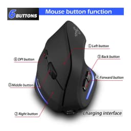 Lefon F35 Wireless Mouse Vertical Rechargeable Ergonomic Mouse 2400 DPI Optical Gaming Mice for Gamer Computer Laptop PC Mac IOS