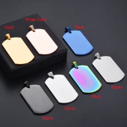 10pcs Wholesale Stainless Steel Military Army Style ID Blank Dog Tags Pendant Rectangle Necklace Jewelry Accessories  (7 Color)