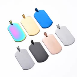 10pcs Wholesale Stainless Steel Military Army Style ID Blank Dog Tags Pendant Rectangle Necklace Jewelry Accessories  (7 Color)
