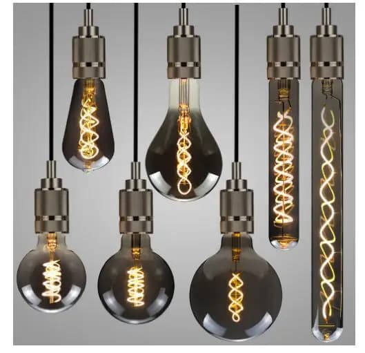 LED ST64 G95 G125 4W 8W Dimmable E27 220V 110V Smoky Gray 2700K GSpiral Filament Bulb Retro Vintage Decorative Light Edison Lamp