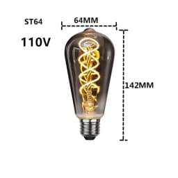 LED ST64 G95 G125 4W 8W Dimmable E27 220V 110V Smoky Gray 2700K GSpiral Filament Bulb Retro Vintage Decorative Light Edison Lamp