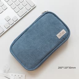 Kokuyo Corduroy Pan Case Flat Open Multi Pocket Pen Pencil Bag Storage Pouch Handbag F7025