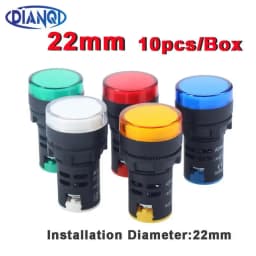 10pcs/lot Waterproof AD16-22DS 22mm 12V24V220V Red Blue Green White Yellow Panel Mount Signal Power Led Indicator Light
