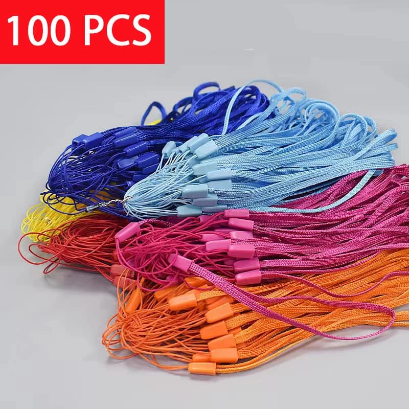100pcs Short Mobile Phone Strap Anti-lost Broadband Wrist Lanyard Rope For Keys ID Card Holder Phone Camera Keys USB Drive