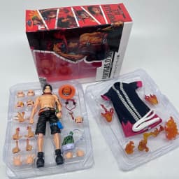 Bandai  SHF Portgas D. Ace Articulated Action Figure - Desktop CollectibleOne Piece Ornament, Perfect Gift for Boys