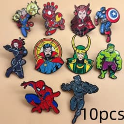 10Pcs Creative Cartoon Character Alloy Brooch Badge Pins for Backpacks Accessories Clothes Bags Decoration Gifts