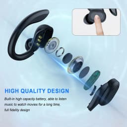 Sports BT Earphones with Earhooks Buds Sports Earphones Running In-Ear Headphones VV2 for Run Walk