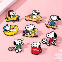 7Pcs Snoopy Enamel Pin Set Cartoon Charlie Brown Woodstock Brooch Lapel Pins for Backpack Clothes Badge Cute Fans Gift