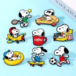 7Pcs Snoopy Enamel Pin Set Cartoon Charlie Brown Woodstock Brooch Lapel Pins for Backpack Clothes Badge Cute Fans Gift