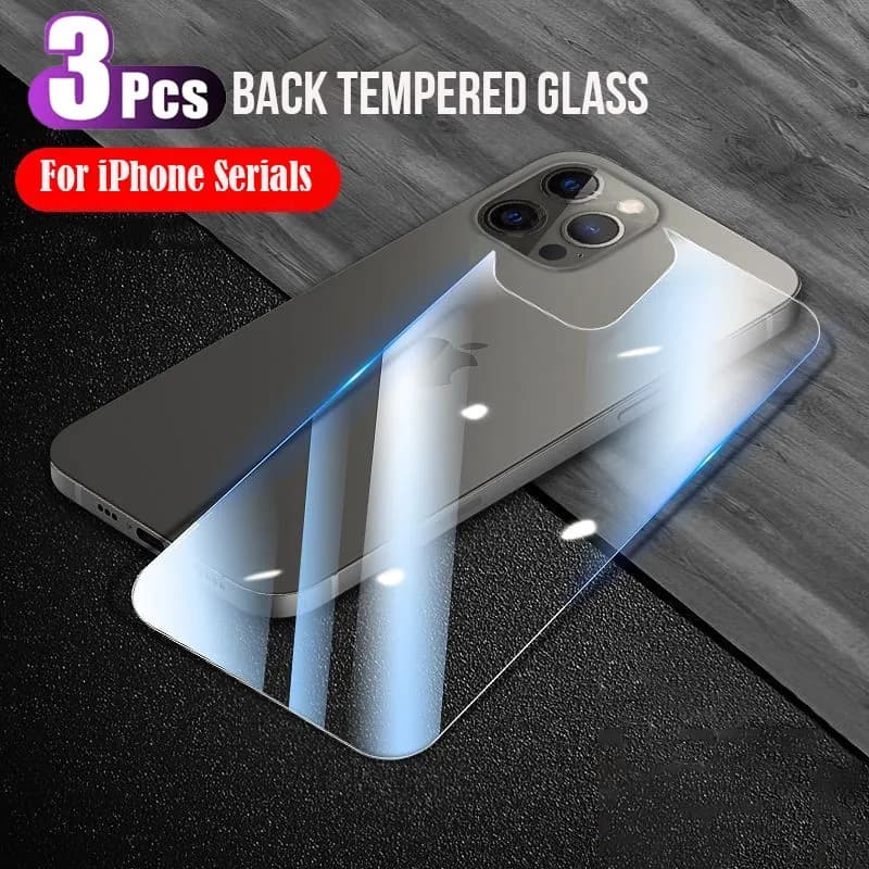 3Pcs Back Tempered Glass For iPhone 15 14 13 12 11 Pro Max Mini 15 14 Plus 15 ProMax Phone Back Rear Screen Protector Film