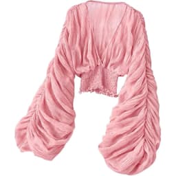 Summer Sexy Draped Chiffon Blouse For Women Elegant V-Neck Puff Long Sleeve Short Tops Female Slim Party Shirts 2022 New Fashion