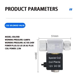 ZRDR Aquarium Co2 Solenoid Valve Regulator 110V-220V Low Temperature Co2 Aquarium Fish Tank Electric Magnetic Valve EU US  DC12V