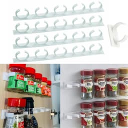 1/4 Pcs Wall Mount Home Kitchen Storage Rack Ingredient Spice Plastic Clip Rack Organizer Accessories Jars Spice Holder Tools