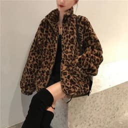 Winter Leopard Print Jacket Women's Stand Collar Warm Parkas Outwear 2026 New Autumn Winter Korean Female Loose Faux Fur Coats
