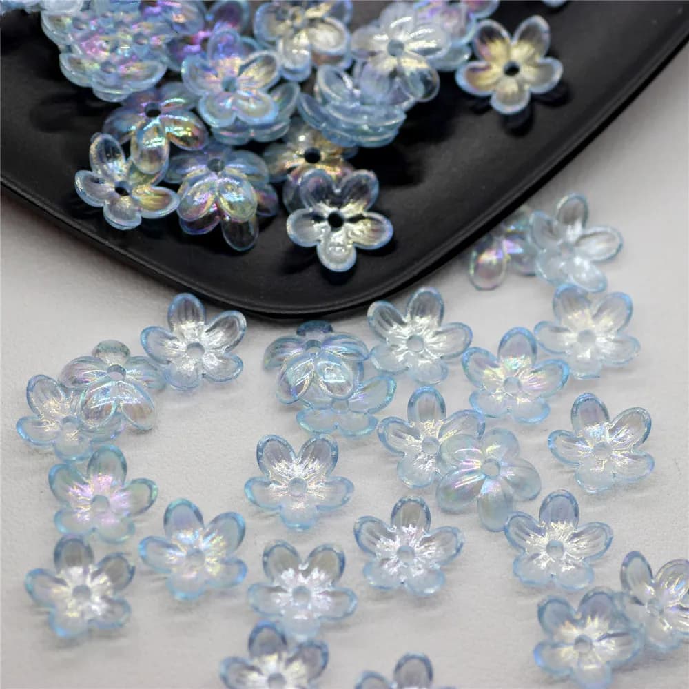 50PCS 12mm Fashion Petal Flower Beads Acrylic Frosted Flower Beads Bowknot Tie Bead for DIY Sewing Buttons DIY Material Findings